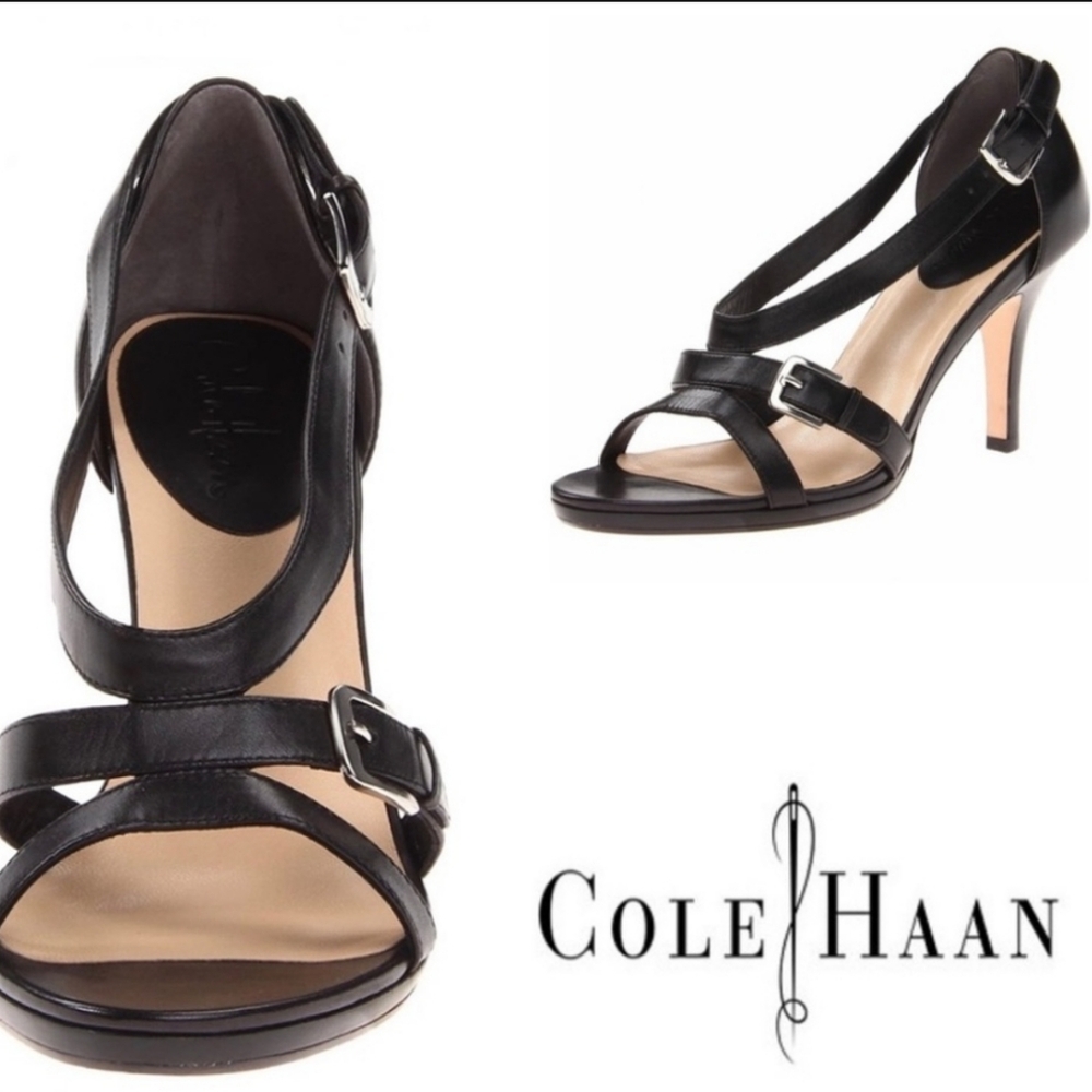 Cole Haan Carma Black Nike Air Leather Heels Women's Size 9.